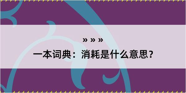 一本词典：消耗是什么意思？