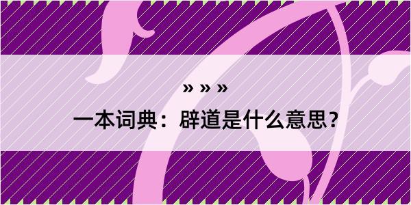 一本词典：辟道是什么意思？