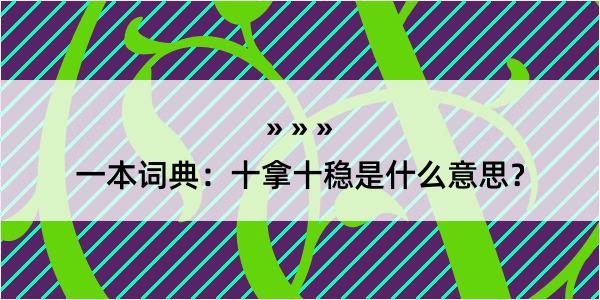 一本词典：十拿十稳是什么意思？