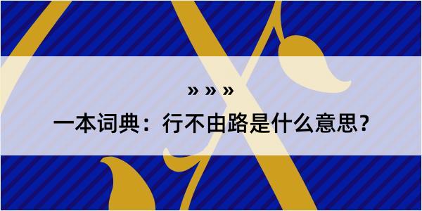 一本词典：行不由路是什么意思？