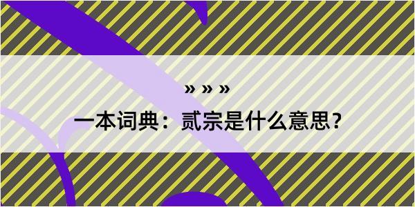 一本词典：贰宗是什么意思？