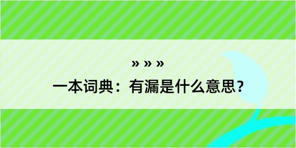 一本词典：有漏是什么意思？