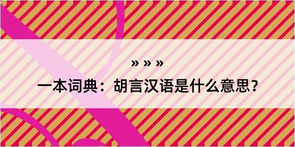 一本词典：胡言汉语是什么意思？