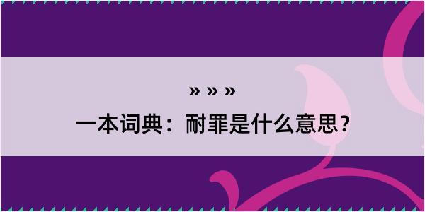 一本词典：耐罪是什么意思？