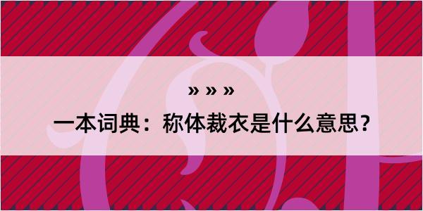 一本词典：称体裁衣是什么意思？