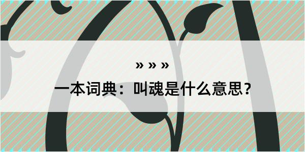 一本词典：叫魂是什么意思？