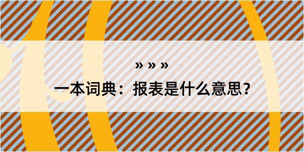 一本词典：报表是什么意思？