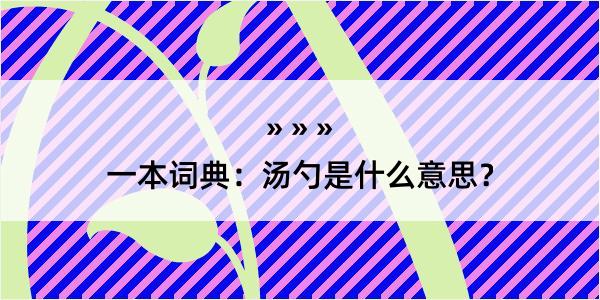 一本词典：汤勺是什么意思？