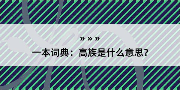 一本词典：高族是什么意思？