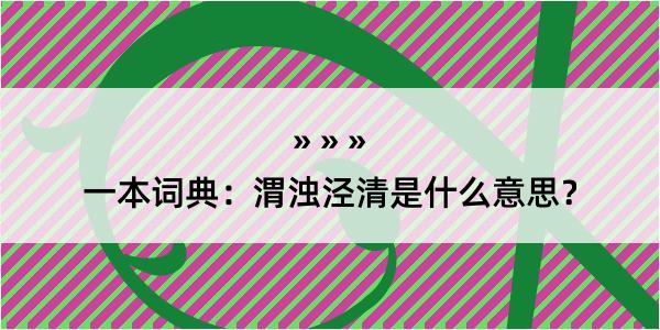 一本词典：渭浊泾清是什么意思？