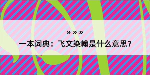 一本词典：飞文染翰是什么意思？