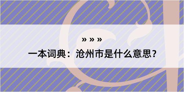 一本词典：沧州市是什么意思？