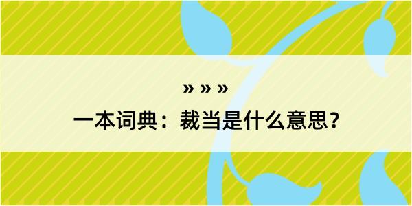 一本词典：裁当是什么意思？