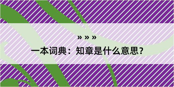 一本词典：知章是什么意思？