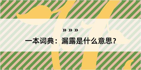 一本词典：漏露是什么意思？