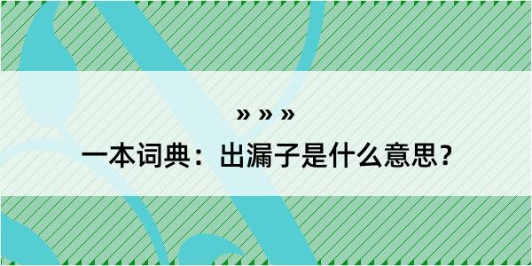 一本词典：出漏子是什么意思？