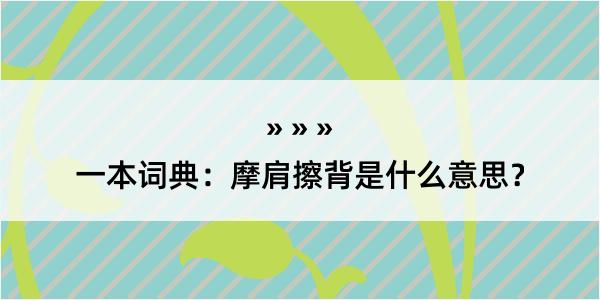 一本词典：摩肩擦背是什么意思？