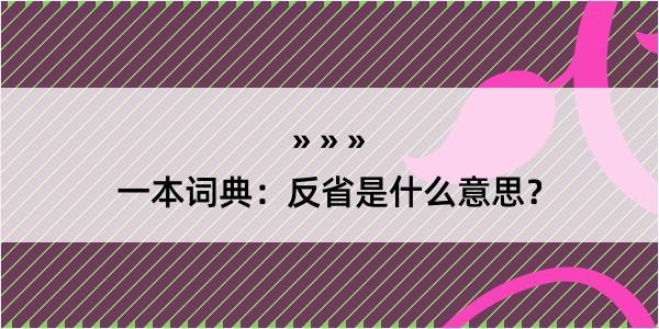 一本词典：反省是什么意思？