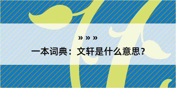 一本词典：文轩是什么意思？