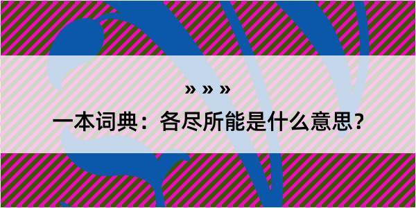 一本词典：各尽所能是什么意思？