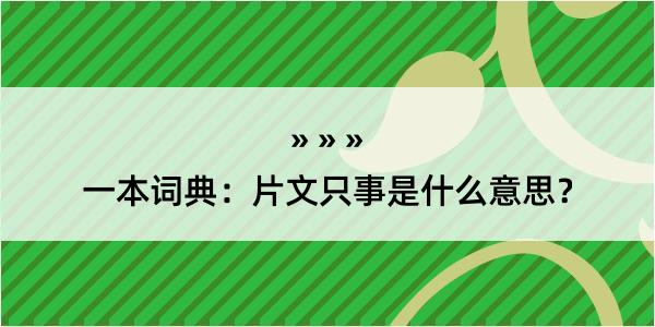 一本词典：片文只事是什么意思？