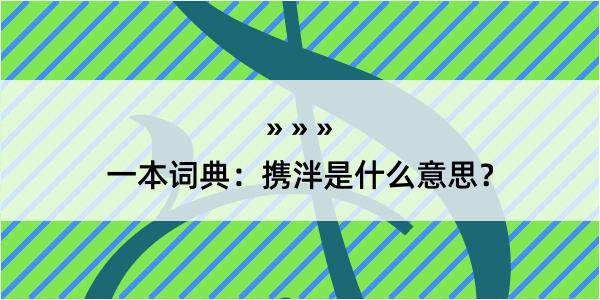 一本词典：携泮是什么意思？