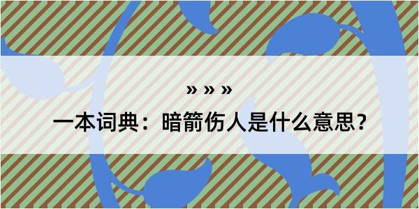 一本词典：暗箭伤人是什么意思？