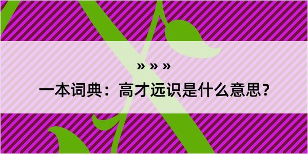 一本词典：高才远识是什么意思？