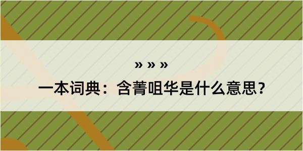 一本词典：含菁咀华是什么意思？