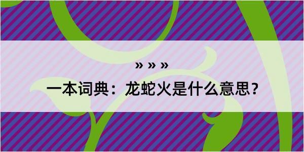 一本词典：龙蛇火是什么意思？