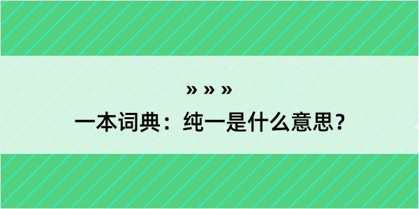 一本词典：纯一是什么意思？