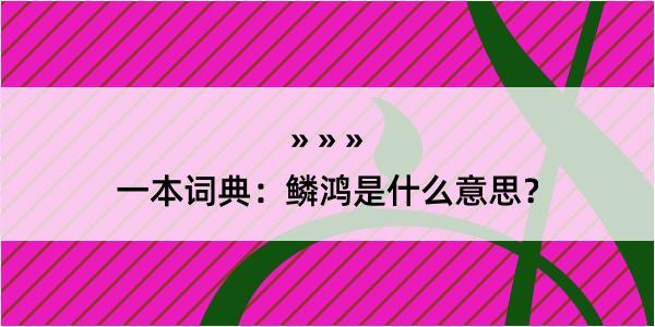 一本词典：鳞鸿是什么意思？