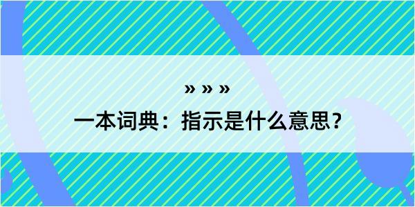 一本词典：指示是什么意思？