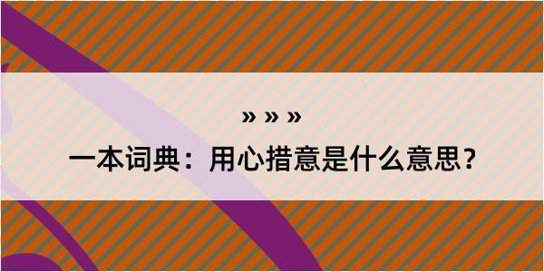 一本词典：用心措意是什么意思？