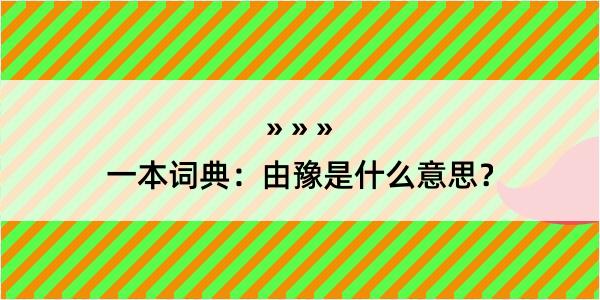 一本词典：由豫是什么意思？