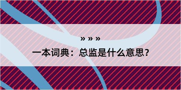 一本词典：总监是什么意思？