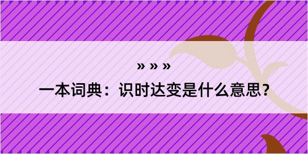 一本词典：识时达变是什么意思？