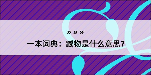 一本词典：臧物是什么意思？