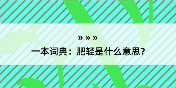 一本词典：肥轻是什么意思？