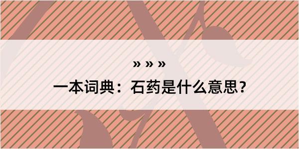 一本词典：石药是什么意思？