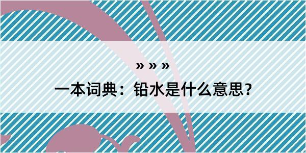 一本词典：铅水是什么意思？