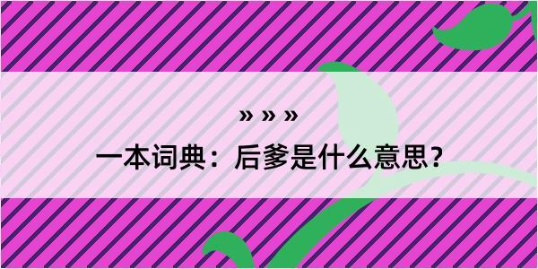 一本词典：后爹是什么意思？