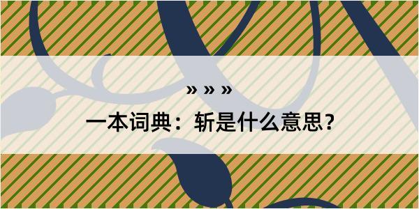 一本词典：斩是什么意思？