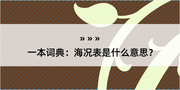 一本词典：海况表是什么意思？