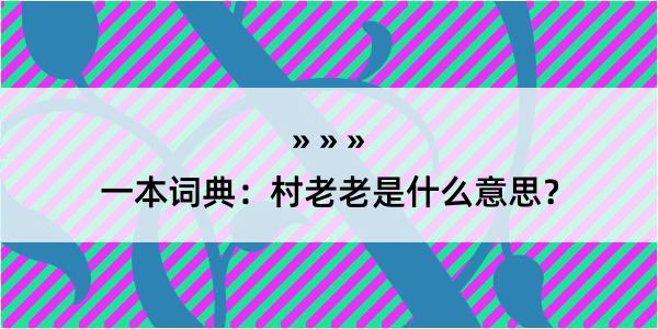 一本词典：村老老是什么意思？