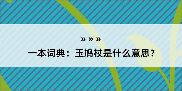 一本词典：玉鸠杖是什么意思？