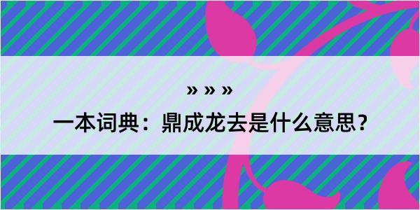 一本词典：鼎成龙去是什么意思？