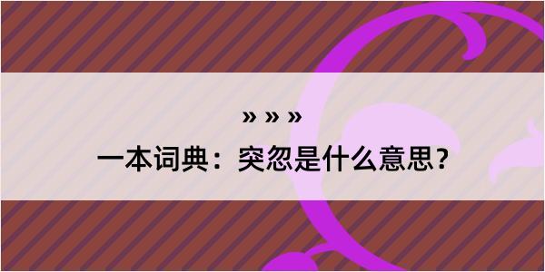 一本词典：突忽是什么意思？