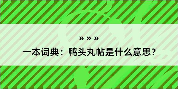 一本词典：鸭头丸帖是什么意思？