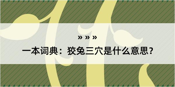 一本词典：狡兔三穴是什么意思？